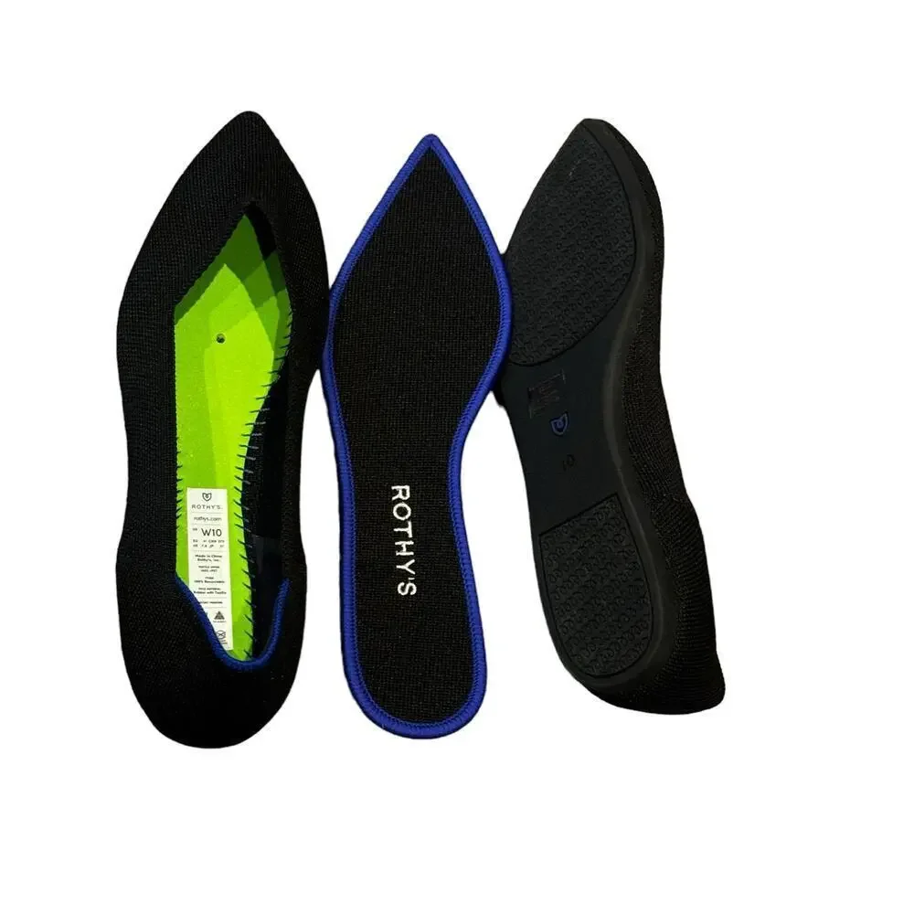 Rothy's The Point Ballet Flat Slip-On Lightweight Black Size 10 NWOB